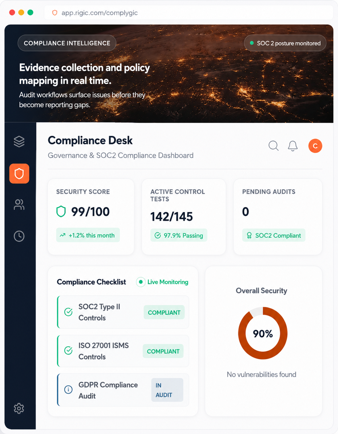 Complygic compliance dashboard mockup